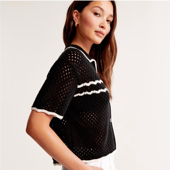 Abercrombie Crochet Button-Up Polo - Picture 2 of 5